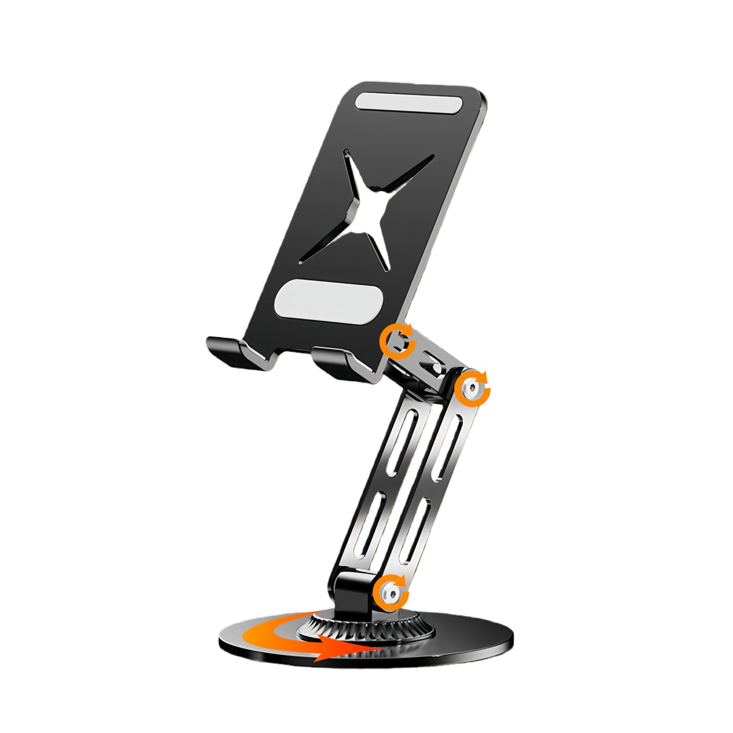 Briteroh All-Metal Cell Phone Stand 360° Rotatable & Height Adjustable - 25KG Super Load-Bearing, Foldable Desk Stand for Phone, Compatible with iPhone 17/16/15/14 (Black)