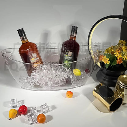 OUKEYI Ice Buckets for Parties, 5.5 Liter Large Clear Acrylic Food Grade Ice Bucket, Mimosa Bar Supplies Beverage Tub for Champagne Beer Sparkling Wine Cocktails, 16.9, Transparent, OUKEYI-100894
