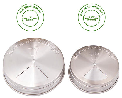 Mason Jar Lifestyle Adjustable Spice Shaker Lids for Regular Mouth Mason Jars – 4 Pack Stainless Steel Tops with Shaker and Pour Options – Seasoning Dispenser Lids