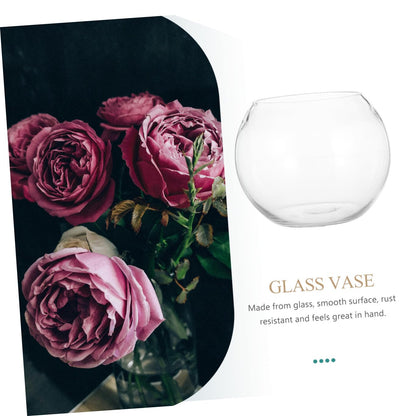 Zerodeko Transparent Glass Hydroponics Vase Smooth Rounded Decorative Flower Holder for Home Office Hotel Creative Terrarium Bowl for Plants and Fish Ornament