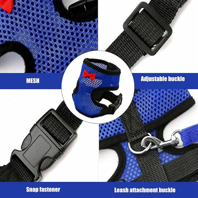 Chicken Harness and Leash Set Adjustable Mesh Breathable Duck Training Harness Pets Leashs for Goose Hen Rooster Parrots Dog Kitten, Purple L