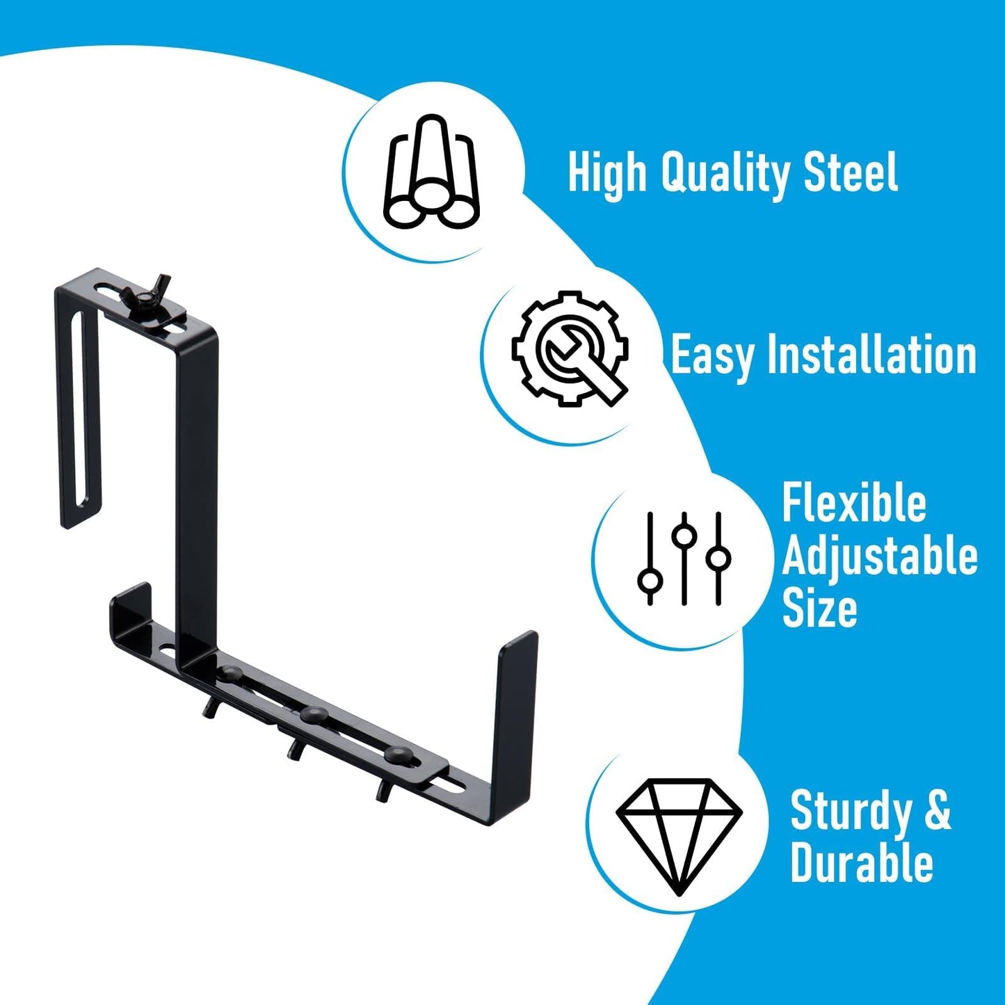 4 Pack Window Box Brackets,Adjustable Planter Box Brackets for Planter Boxes 5.5 in to 8 in Deep,Heavy Duty Wall Mount Flower Box Holder Perfect for Fence Garden,Balcony,Black-HOME MASTER HARDWARE