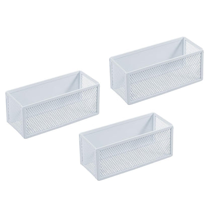 MyGift White Wire Mesh Magnetic Storage Baskets, Whiteboard Accessories, Classroom and Office Supply Organizer, Set of 3