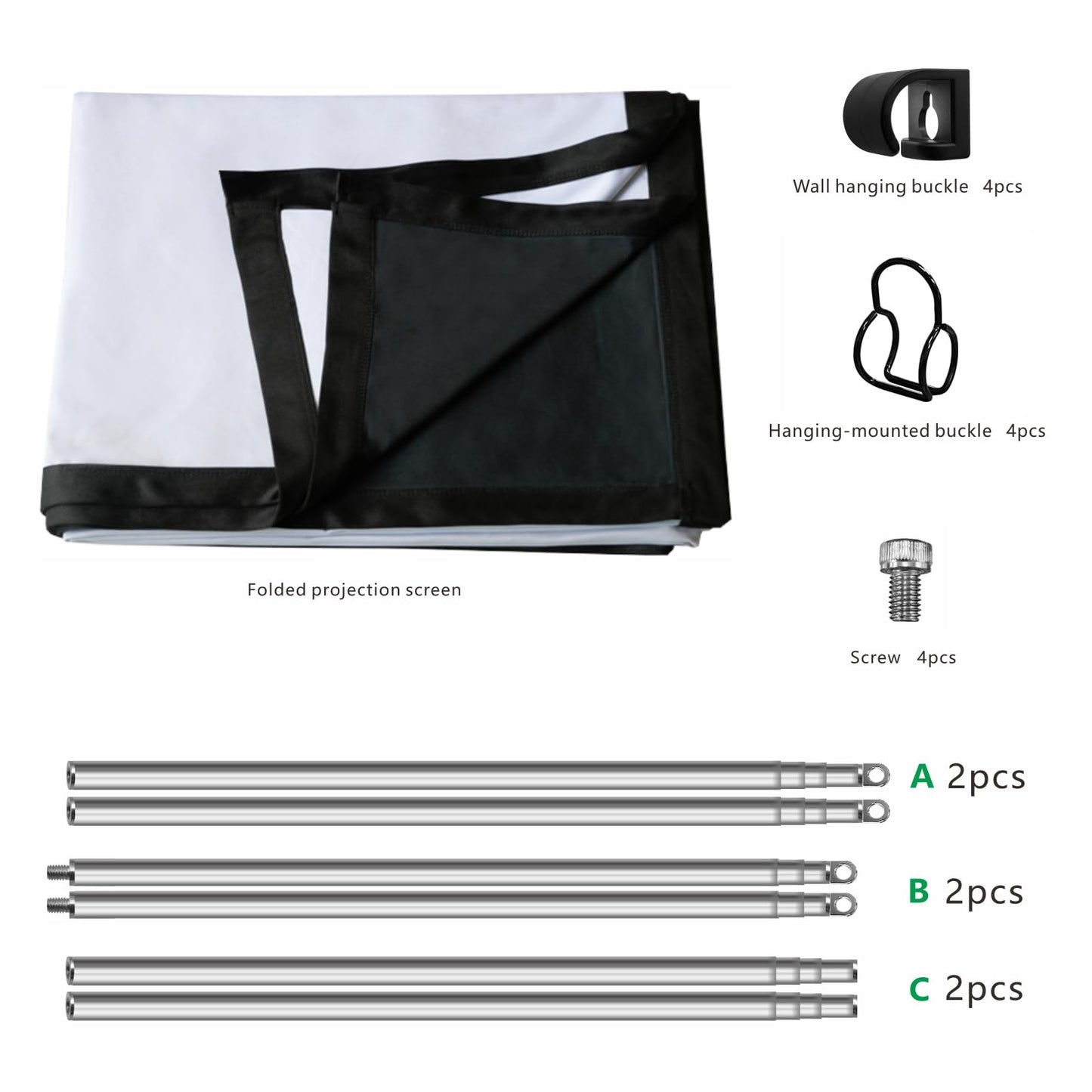 Portable Projector Screen 120 inch with Stainless Telescopic Pole Frame