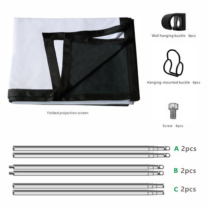 Portable Projector Screen 120 inch with Stainless Telescopic Pole Frame