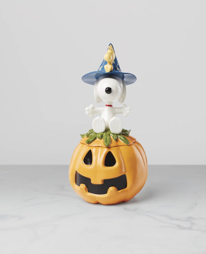Lenox Candy Dish, The Great Pumpkin Covered Candy Dish, Snoopy on Removable Lid, Porcelain, Halloween Decorations, Halloween Table Decorations, PEANUTS Design, Fall Pumpkin Decor (1 Piece, 10-inch)