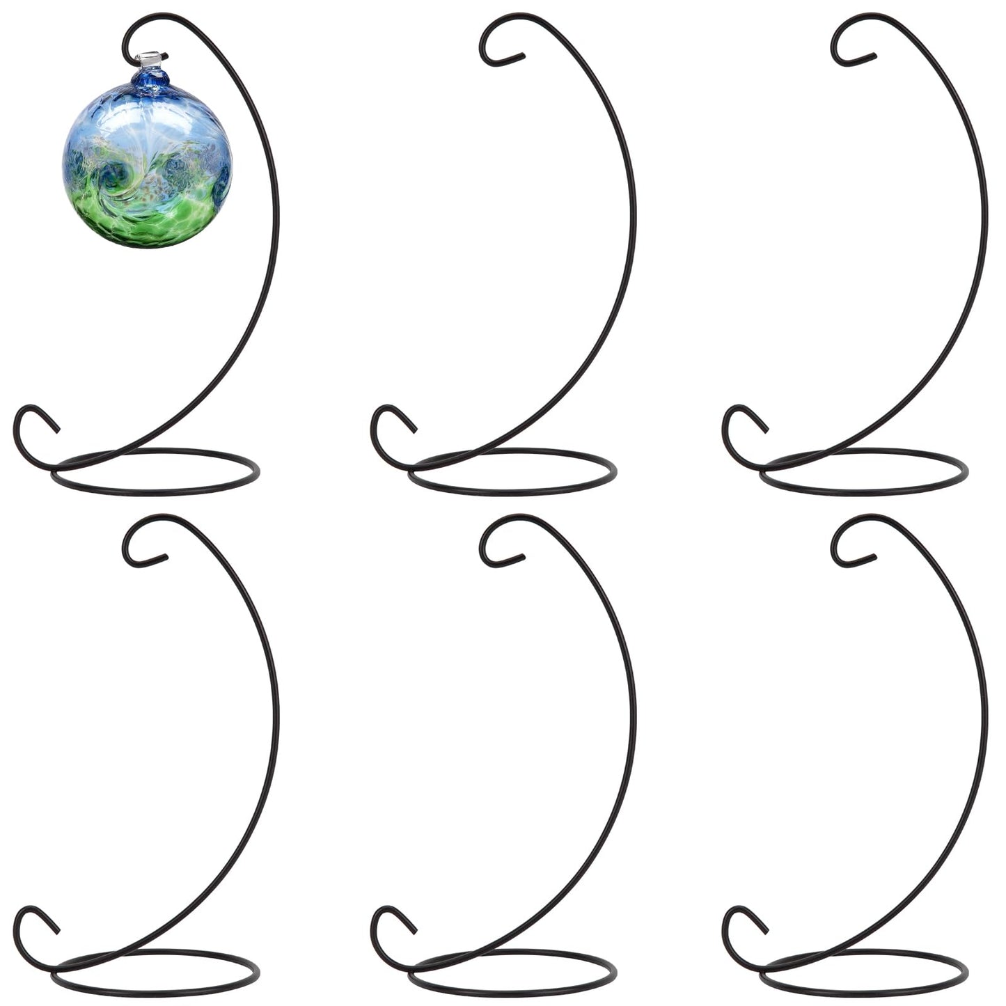 EOWCO 9 Inch Christmas Ornament Display Stand, Black Iron Hanging Stand Rack Holder for Hanging Glass Globe Air Plant Terrarium, Witch Ball, Festivals Ornament and Home Office Party Decor(6pcs)