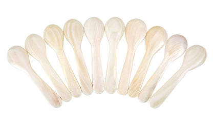 DUEBEL Set of 10 White Mother Pearl 2.75′′ Caviar Spoons Caviar, Egg, Coffee Serving (White, 7x2.1cm)