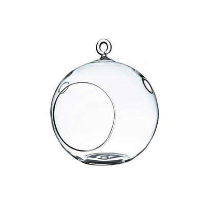 WGV Hanging Terrarium Globe, Width 5", Height 6", DIY Air Succulent Planter, Clear Glass Vase Orb with Flat Bottom, Candle Holder for Windowsill Outdoor Garden Decor, 1 Piece