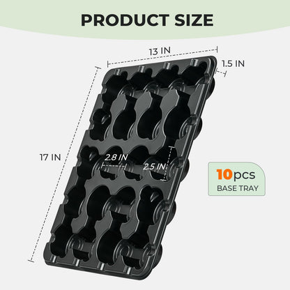 homenote 3 Inch Seed Starting Trays 10 Pack, 20-Cell Seedling Starter Trays for Indoor Outdoor Growing, Plant Starter Germination Trays for Pots Seedlings 3" Opening Compatible Pots