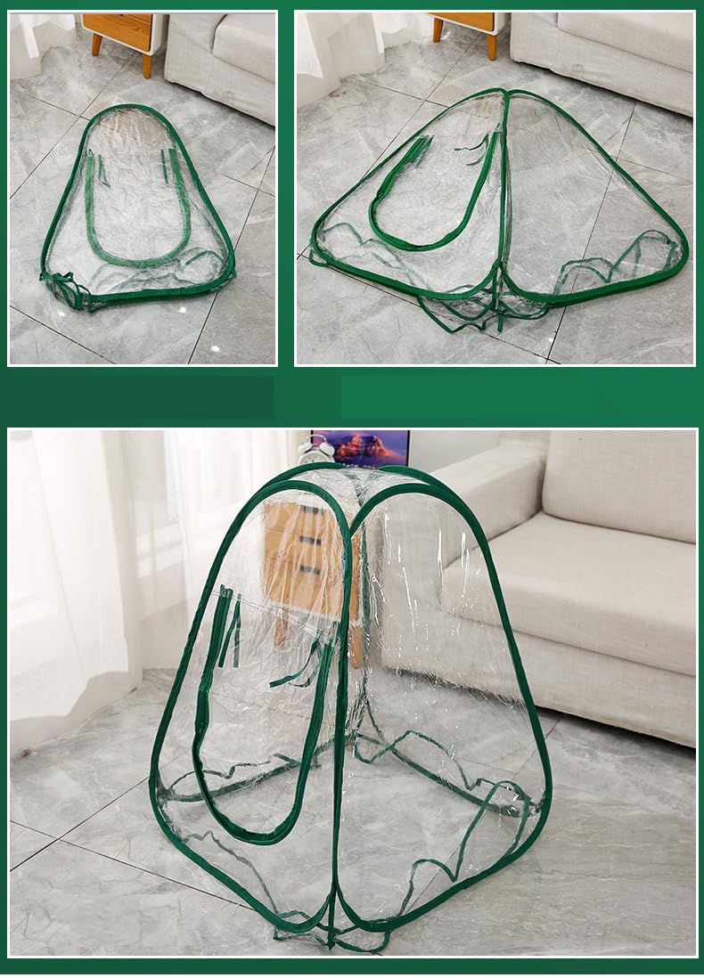 Small Greenhouse for Outdoors, Portable Greenhouse Kit with Side Windows, PE Cover, Backyard Garden Indoor Outside, Foldable, No Assembly Required (Transparent, 27.56" * 27.56" * 31.5")