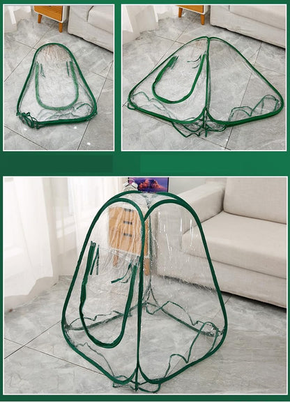Small Greenhouse for Outdoors, Portable Greenhouse Kit with Side Windows, PE Cover, Backyard Garden Indoor Outside, Foldable, No Assembly Required (Transparent, 27.56" * 27.56" * 31.5")