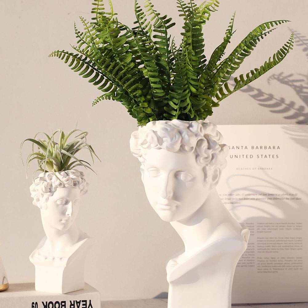 3UOOWWFA Head Planter, Resin Succulent Planter Greek Statue Lady Vase for Indoor Outdoor Decoration-d 18x28cm(7x11inch)