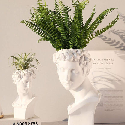 3UOOWWFA Head Planter, Resin Succulent Planter Greek Statue Lady Vase for Indoor Outdoor Decoration-d 18x28cm(7x11inch)