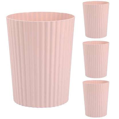 JiatuA Small Trash Can Plastic Wastebasket Round Garbage Container Bin for Bathroom, Kitchen, Bedroom, Home Office, College Dorm, Pink 4 Pack