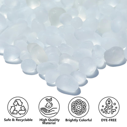 QYGL Sea Glass Stones - 2.9LB/46.4oz White Frosted Glass Pebbles Gemstones - Perfect for Aquarium Rocks, Fish Tank Gravel, Vase Fillers, Seaglass DIY Crafts, and Home Decor