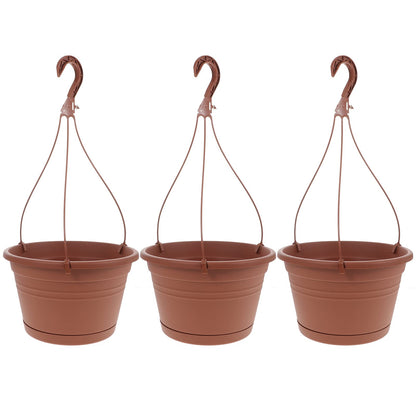 GANAZONO 3pcs Hanging Planters Durable Plastic Hanging Flower Pots with Hooks for Home Balcony Garden Decor