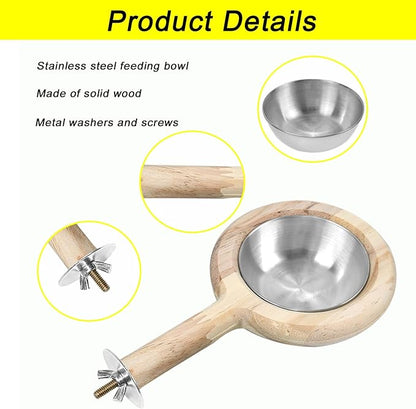 ASOCEA Adjustable Bird Harness and Leash, 2 Pack Bird Food Stainless Steel Cups for Yellow Naped Amazons Galah Cockatoos Small to Medium Breed Parrots Fits Birds Chest