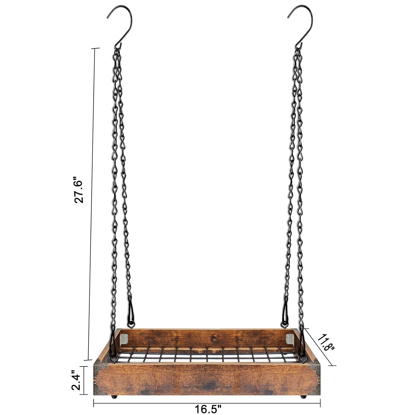 Plant Hanger Indoor Outdoor, 16" Large Hanging Planters for Indoor Plants Hanging Plant Holder Wood Metal Hanging Plant Shelf Large Hanging Baskets for Plants Outdoor Window Ceiling (2 Pack )