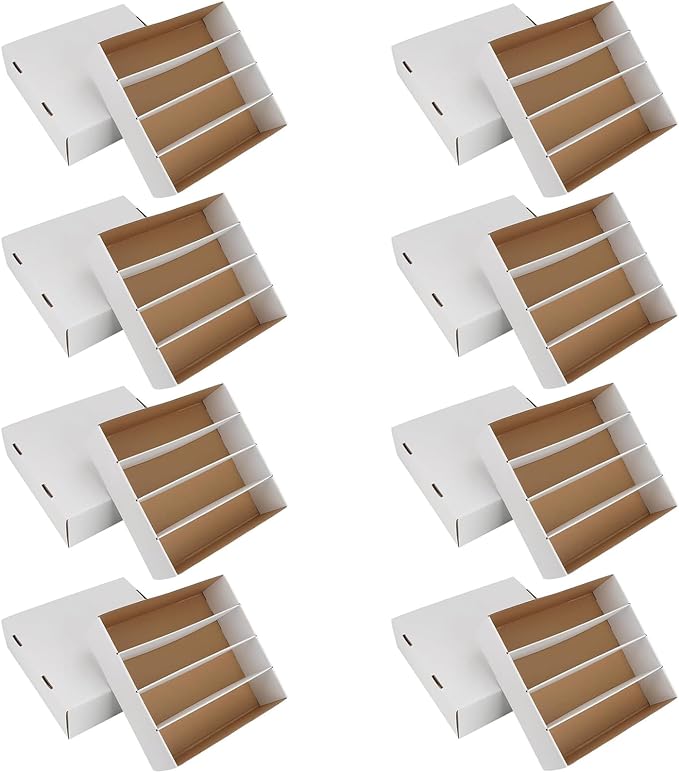 Trading Card Storage Box 3120 Count Collector Cards Box White Sports Card Storage Boxes Card Sorting Tray Cases Cards Collection Trading Cards Box for Soccer Basketball Cards (8 Set)