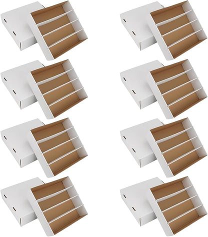 Trading Card Storage Box 3120 Count Collector Cards Box White Sports Card Storage Boxes Card Sorting Tray Cases Cards Collection Trading Cards Box for Soccer Basketball Cards (8 Set)