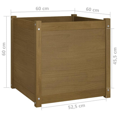 FMPGJLYH Square Garden Planter Box Large Outdoor Flower Bed for Patio Balcony Solid Pine Wood Honey Brown 23.6 inch