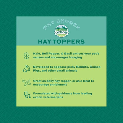 Oxbow Hay Toppers Garden Blend, Bunny Treats, Foraging Enrichment for Rabbits, Chinchillas, Guinea Pigs, and Other Small Herbivores, Timothy Hay Topper, Premium Rabbit Food Additive, 2oz