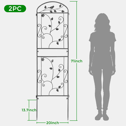 2 Pack Garden Trellis for Climbing Plants, 71 x 20 inch Rustproof Heavy Duty Metal Trellis for Climbing Rose Vine Clematis, Perfect for Premium Patio Decor & Luxury Outdoor Garden Design, Silver Gray