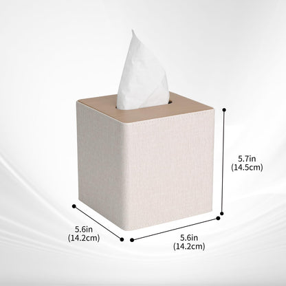 MOCHTERO Modern Square Tissue Box Cover, Decorative Bathroom Facial Tissue Holder,for Living Room, Car, Bedroom, Office,etc. Beige