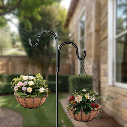 ArtFamy 4 Pack 10 inch Metal Hanging Planters Basket with Coco Coir Liner Outdoor-Hanging Baskets for Plants Outdoor,Metal Wire Baskets with Window Box Planters, Hanging Flower Pots for Railings