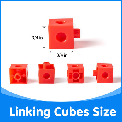 Odoorgames 100 Pcs Math Linking Cubes with 384 Cartoon Stickers - STEM Counting Cubes & Math Manipulatives for Kids, Learning Activities for Kindergarten & Elementary School