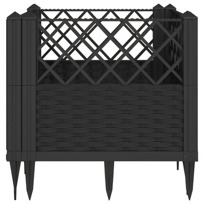 Makastle Garden Planter, Decorative Outdoor Flowerpot for Vegetables, Flowers and Succulents in for Patio, Front Porch, 17.1x17.1x17.1 in Black Polypropylene