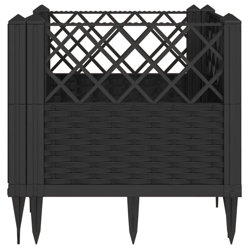 Xolmizyn Modular Garden Planter 17.1 Inch Square Basketweave Flower Pot for Outdoor Terrace Patio Deck Balcony Plants Vegetables Herbs Durable Polypropylene Black