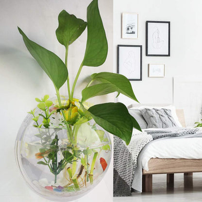 Firlar Clear Wall Hanging Plant Terrarium, 2 Pcs Acrylic Wall-Mounted Plant Pot Fish Tank Globe Flower Vase Terrarium Container Air Plant Holder Wall Hanging Bowl for Air Plants Succulents Fish