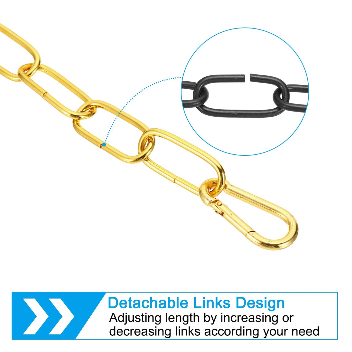 PATIKIL 6 Feet Gold Finish Lighting Hanging Chain, Metal Looping Chain for Hanging Plant Pendant Chandelier Light Fixture