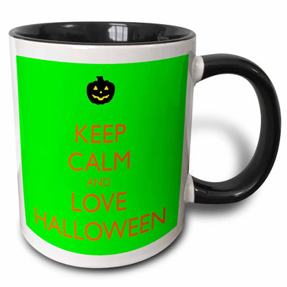 3dRose Keep calm and love Halloween 11oz Two-Tone Black Mug
