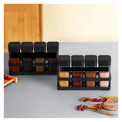 Four-Grid Barbecue Spice Bottle Household Set, Salt Pepper Jar Sealed Seasoning Container Kitchen Organizer(Transparent)