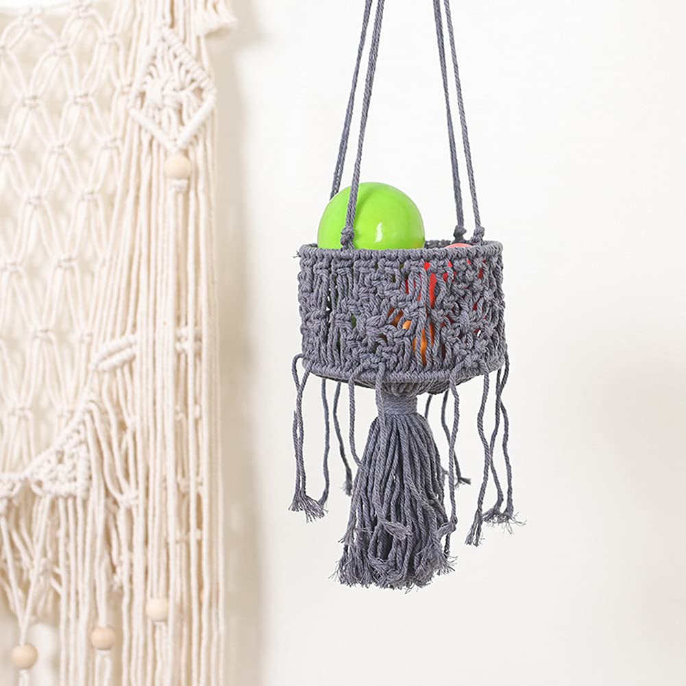 Kelendle Macrame Plant Hangers with Tassels Indoor Hanging Planters Basket Handmade Cotton Rope Flower Pots Holder Stand Boho Home Decor Outdoor Decorations Round White