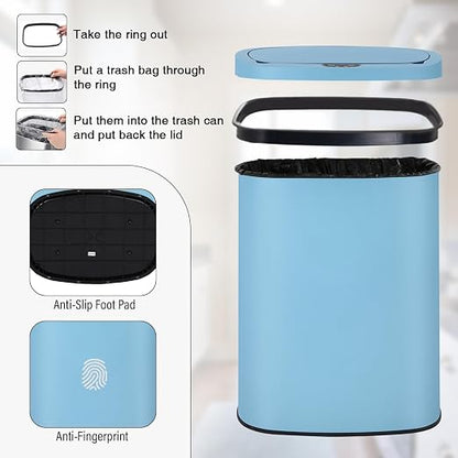 PayLessHere | 13 Gallon Stainless Steel Trash Can | Blue | Automatic Touchless Lid with Motion Sensor | Kitchen Garbage Can with Waterproof Design | for Home, Office, Bathroom | Pack of 1