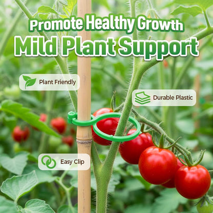 muxou Plant Stem Support,Plastic Plant Clips for Climbing Plants,Tomato Vine Clips,Plant Fixing Clips,Garden Clips (Green 50pcs)