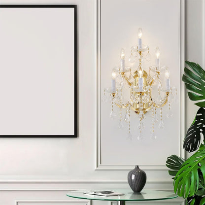 TMAFON Large Modern Crystal Wall Lights - 6 Lights Maria Theresa Wall Lamp Chandelier Light Fixtures, Gold Wall Mounted Sconce for Hotel, Living Room, Hall, Lobby