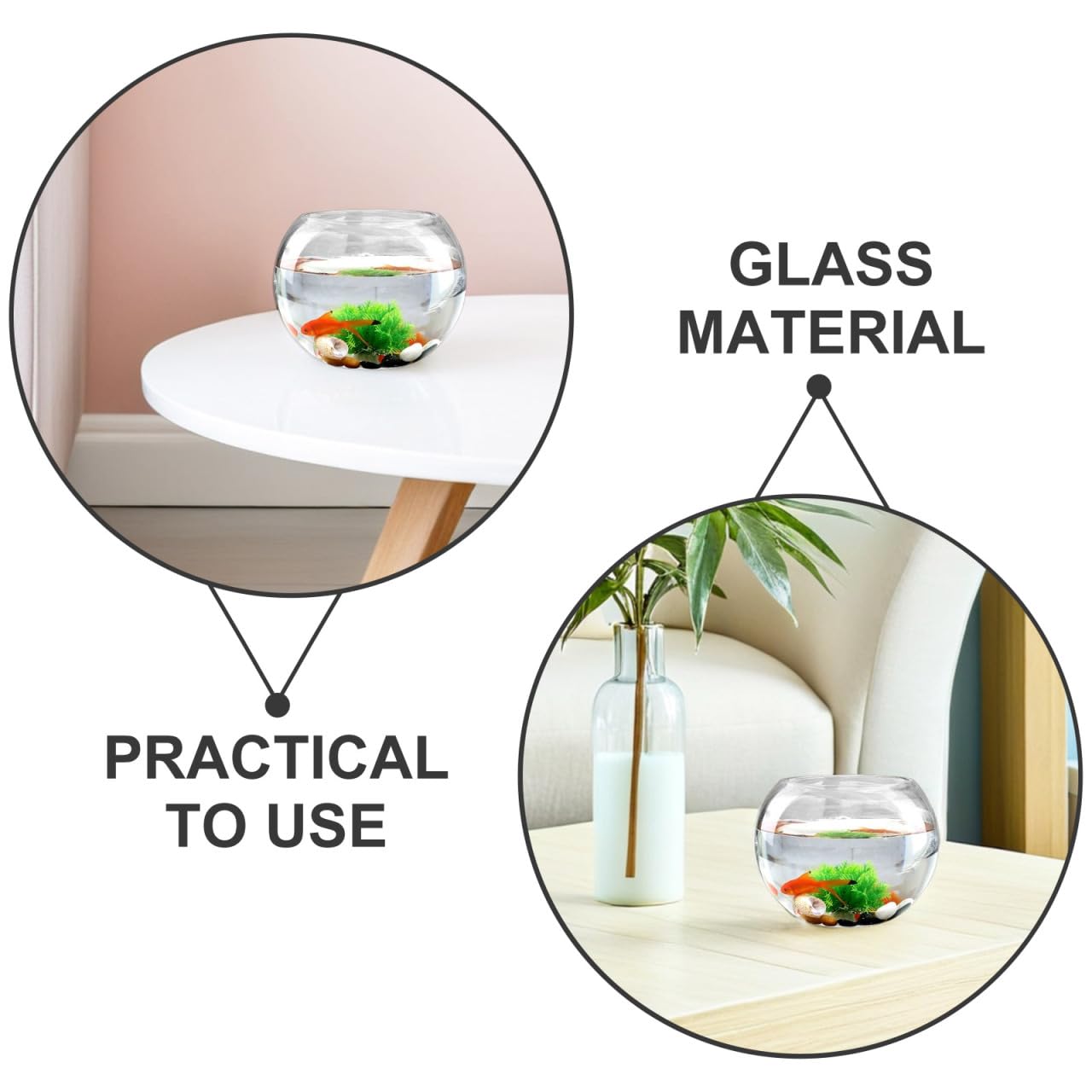 DOITOOL Round Glass Fish Bowl Vase Micro Landscape Container Moss Ecological Terrarium for Indoor Plant Decoration 5.90X5.90X4.72In Home Office Centerpiece