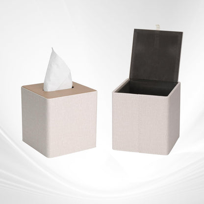 MOCHTERO Modern Square Tissue Box Cover, Decorative Bathroom Facial Tissue Holder,for Living Room, Car, Bedroom, Office,etc. Beige