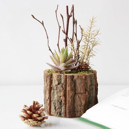 mollensiuer 2Pcs Wooden Bark Flower Buckets Bark Bucket Plant Vase Container Rustic Flower Arrangement Holder Succulent Pot Farmhouse Small Plant Pot for Outdoor Indoor Home Decorations, 2 Sizes