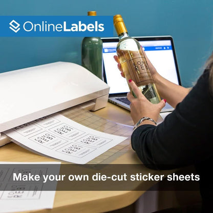 8.5 x 11 Waterproof Crystal Clear Gloss Sticker Paper (Laser Printers Only) - 1000 Sheets - Full Sheet Labels - OnlineLabels