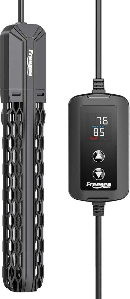 FREESEA Aquarium Heater for Fish Tank: 100W/200W/300W/500W Submersible Fish Tank Heater with Over-Temperature and Off-Water Protection for 40-75 Gallon Saltwater and Freshwater