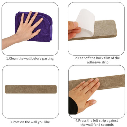 Vuzvuv 8 pcs Bulletin Board Bar Strips with 50 Pushpins & 10 Wooden Clip pins，Self Adhesive Cork Board for Wall，Felt Pin Board for School，Office Decor(Multi-Brown)