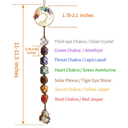7 Chakras Stones Healing Crystals Tree of Life Wall Hanger Tumbled Gemstones Meditation Hanging Ornament Christmas Tree Memorial Hanging Pendant