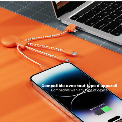 Xoopar Multi USB Cable 4 in 1 - Universal Charger Made from Recycled Plastic - USB, USB-C, Lighting, Micro USB Ports - Compatible with All Smartphones Mr Bio White Octopus