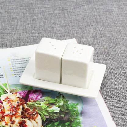 Gaolinci White Porcelain Salt & Pepper Shakers, Salt Shaker Set with Tray